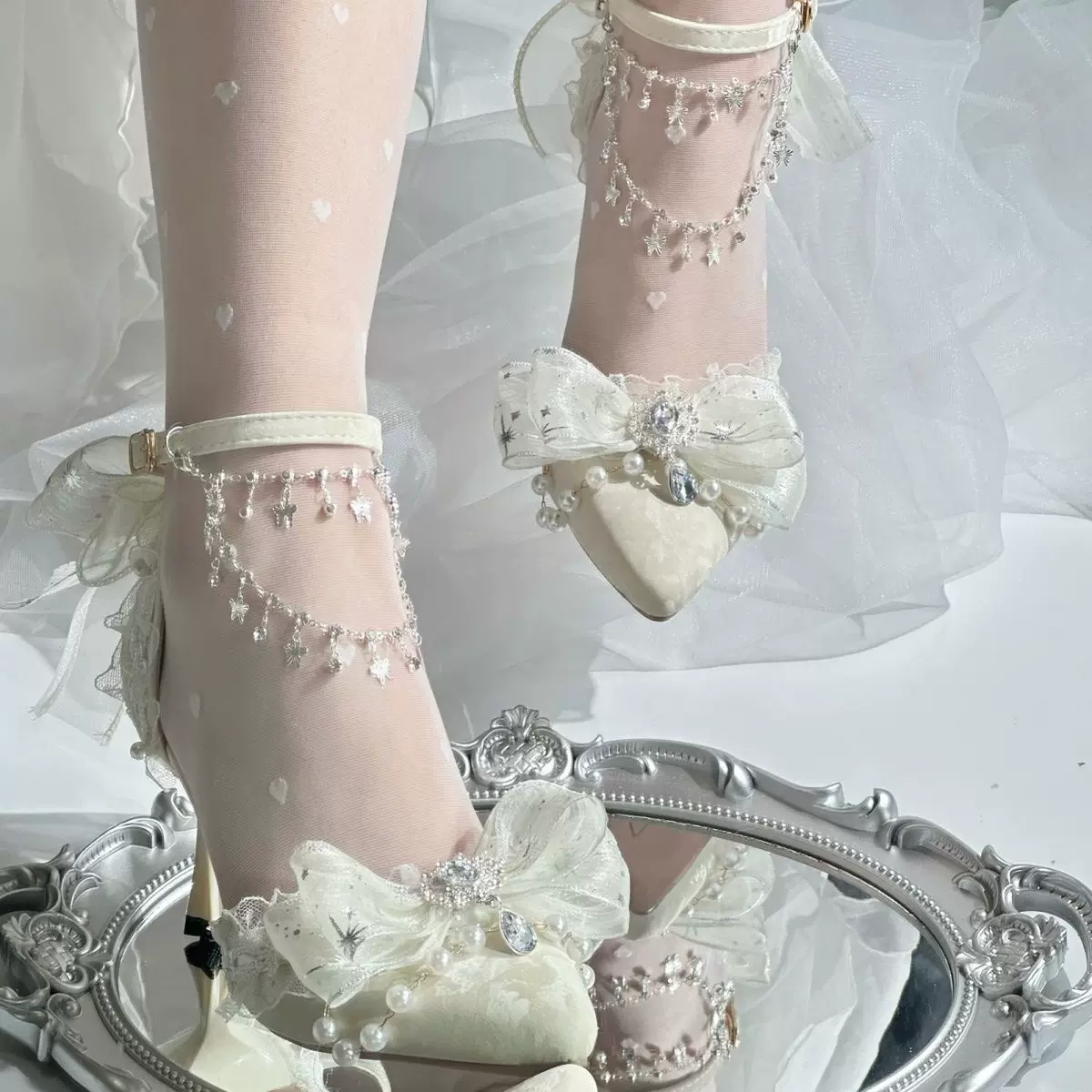 Meow Meow Jiang 2026 Spring and Summer New Versatile Lolita High Heels (5cm-8cm) Adult Wedding Shoes
