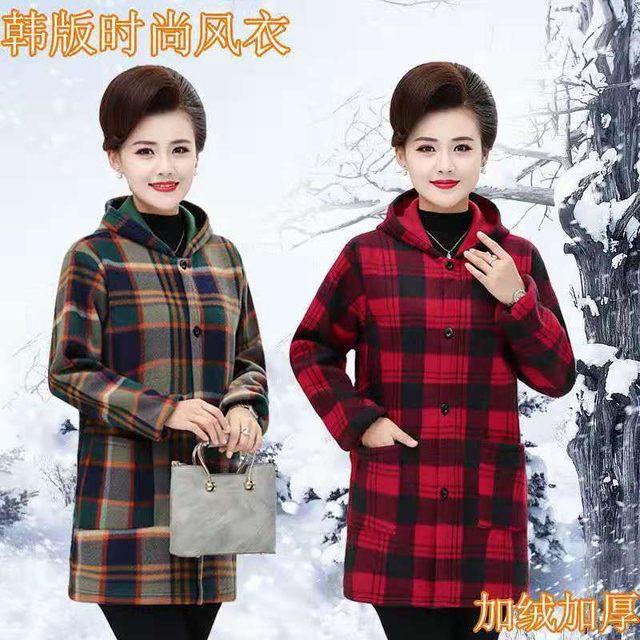 2021 New Style Fleece-Lined Thick Short Winter Flannel Long-Sleeve Fashion Coat for Adult Women and Mothers