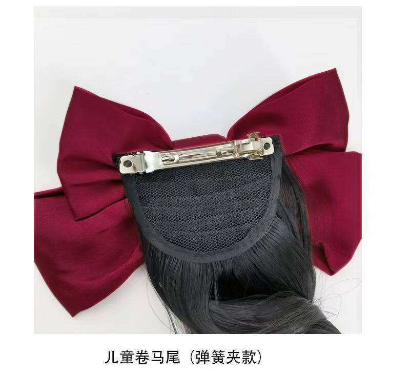 Парик 儿童假发蝴蝶结卷发后脑勺波浪卷发夹马尾夹宝宝公主发饰淑女气质