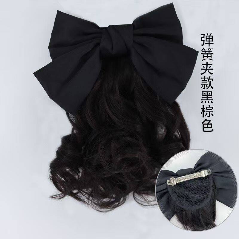 Парик 儿童假发蝴蝶结卷发后脑勺波浪卷发夹马尾夹宝宝公主发饰淑女气质