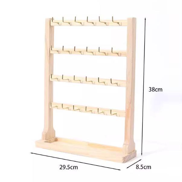 Keychain Display Stand, Solid Wood with Hooks, Jewelry Display Stand, Small Accessory Hanger, Hook, Earring Display Stand, Bracelet