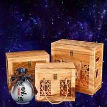 Liquor packaging box solid wood wine box high-end customized wooden box empty box gift box wooden wine jar wooden box hollow one pound