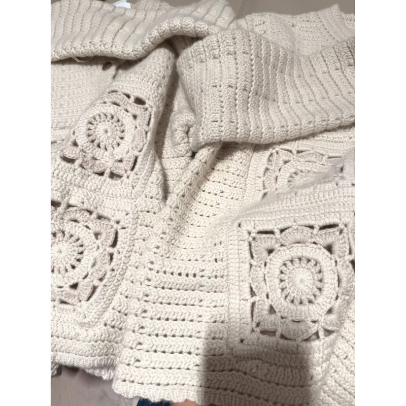 ~Yangzhuang Heavy-Duty Hand-Crocheted Floral Pure Cashmere Cardigan Sweater Coat~