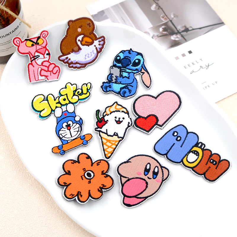 Cartoon Cute Velcro Stickers, Cute Colorful Animal Heart-Shaped Hook and Loop Patches, Armband Backpack DIY Decorative Stickers