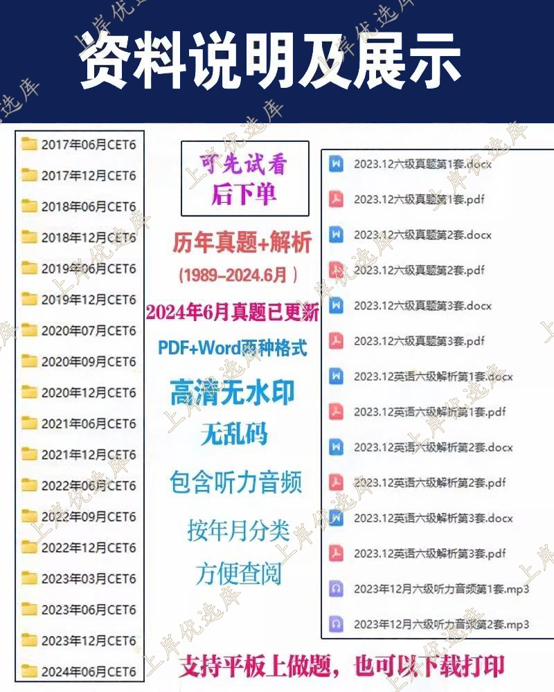 备考2025年 英语四六级考试历年2015-2024历年真题电子版PDF模拟卷word资料-天天素材网