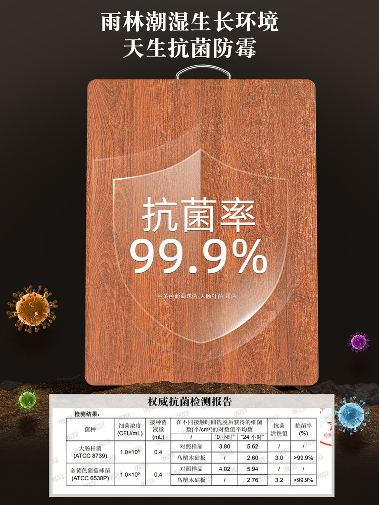 Ebony Cutting Board, Antibacterial and Mildew-Resistant, Household Food-Grade Solid Wood Chopping Board, Kitchen-Specific Double-Sided Cutting Board