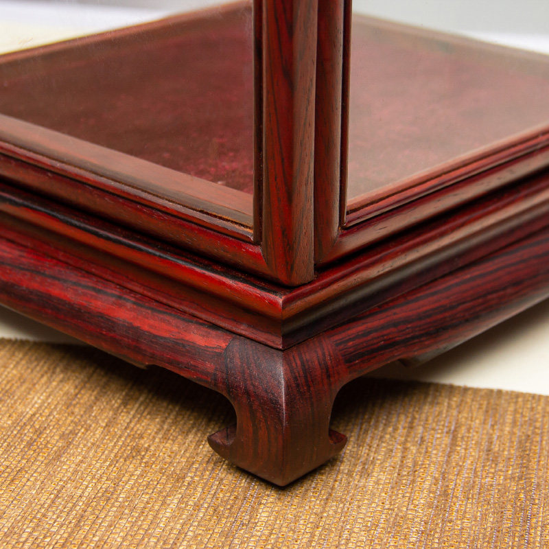 Speedy mahogany crafts red k rosewood and strange stones antique antique Buddha statue ornaments glass cover dust-proof cover transparent