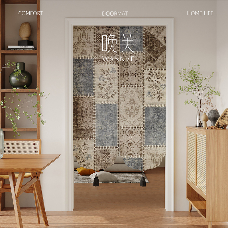 Esha Feiyue Chinese-Style Door Curtain with Tassels, Kitchen Oil-Proof Half Curtain, Versatile Bedroom No-Drill Partition Curtain Esha Feiyue Chinese-Style Door Curtain with Tassels, Kitchen Oil-Proof Half Curtain, Versatile Bedroom No-Drill Partition Curtain