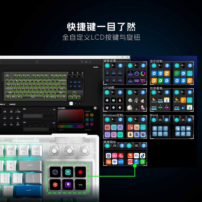 MiraBox K1pro с экранной механической клавиатурой, настраиваемыми анимационными кнопками, полноэкранными живыми играми с возможностью горячей замены клавиш Изображение 1