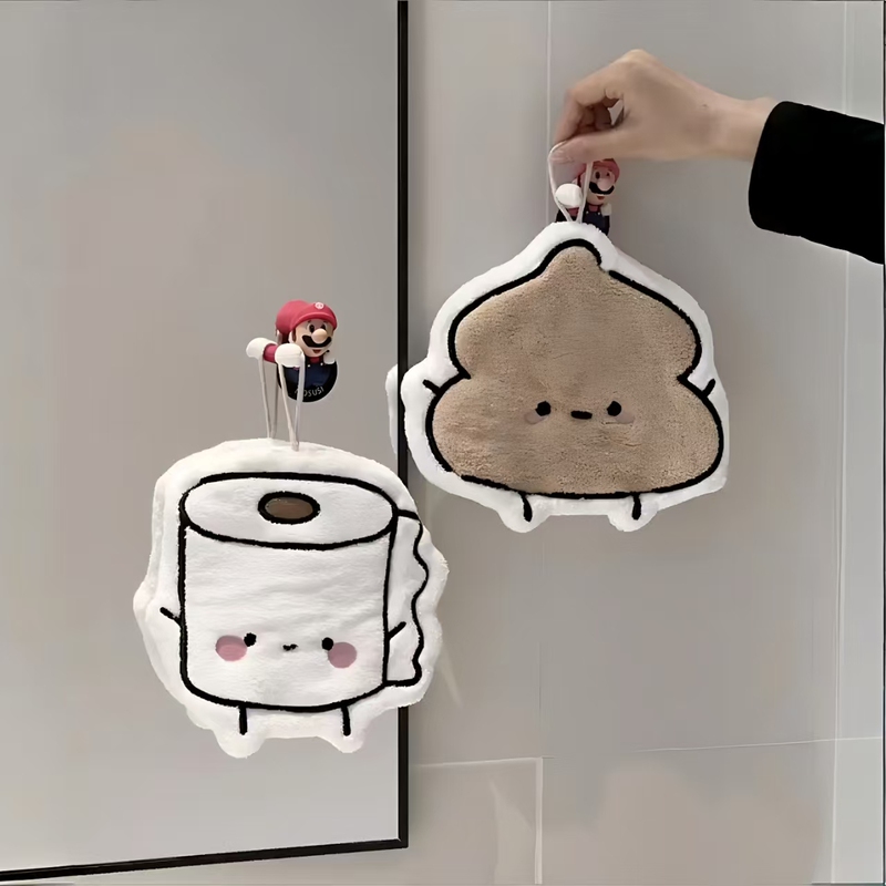 Creative Poop-Shaped Hand Towel, Fun and Funny Coral Fleece Hand Towel, Thickened, Absorbent, Quick-Drying, Cute Couple Hand Towel