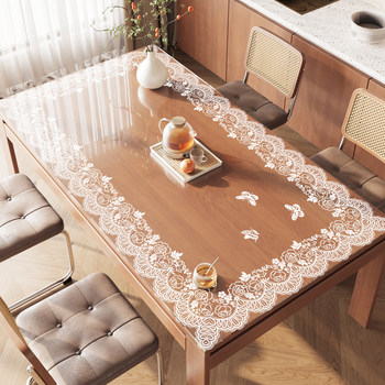 Lace soft glass dining table mat, transparent tablecloth, no-wash, oil-proof and waterproof, high-end coffee table table mat, desktop protection mat Lace soft glass dining table mat, transparent tablecloth, no-wash, oil-proof and waterproof, high-end coffee table table mat, desktop protection mat