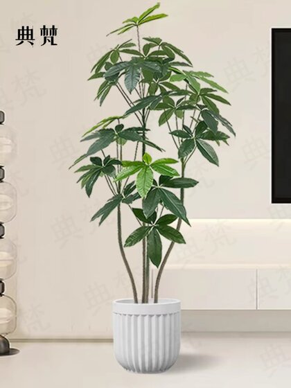 Artificial Green Plant Money Tree Decoration, High-End Luxury Indoor Fake Potted Plant, Large Floor-Standing Tree for Living Room, Simulated Plant