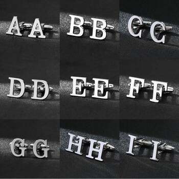 High-End French English Letters Glossy Men's Cufflinks Personalized French Shirt Cufflinks High-End Suit Light Luxury Fashion