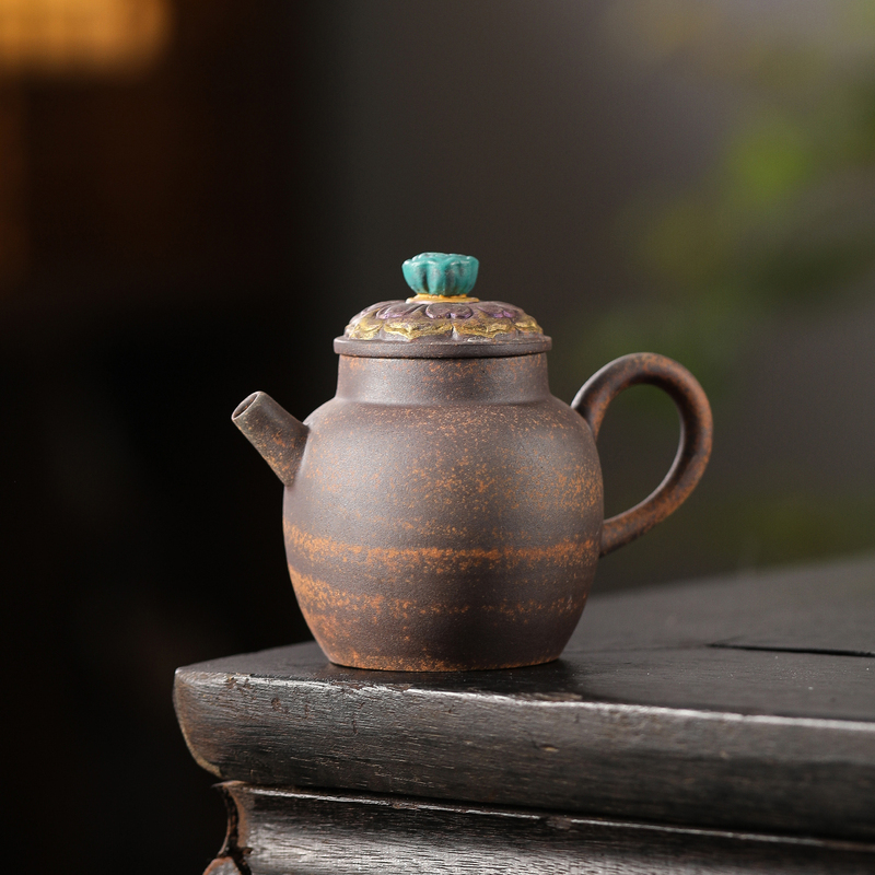 Handmade Rustic Clay Teapot by Jiang Chengxiang, Vintage Ceramic Tea Pot for Home Use, Single Teapot Gift