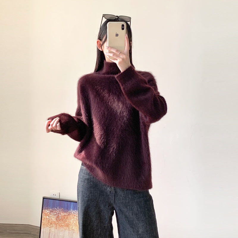 Chuanbai Pullover Sweater for Women, Autumn and Winter New Style 2026, Loose Fit, Long Sleeves, Pure Yak Wool, Turtleneck Knit Top