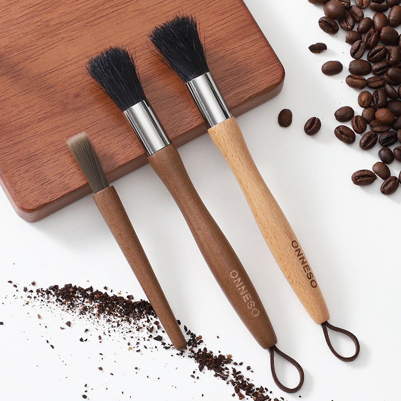 Onneso Coffee Grinder Brush, Special Hand-Brewed Coffee Cleaning Brush, Black Boar Bristle Soft Brush, Dust Cleaning Brush Tool