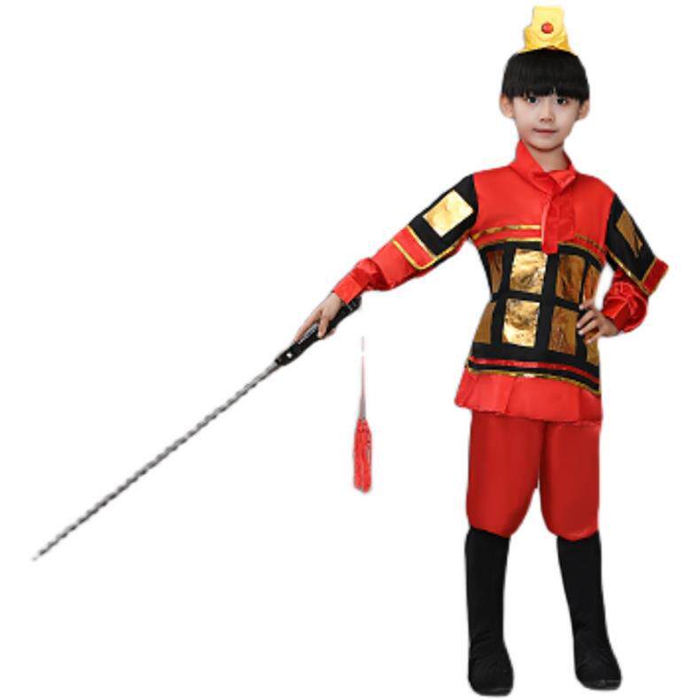 товар из китая 儿童古装汉服三国演义士兵演出服花木兰古代士兵服装岳飞将军盔甲