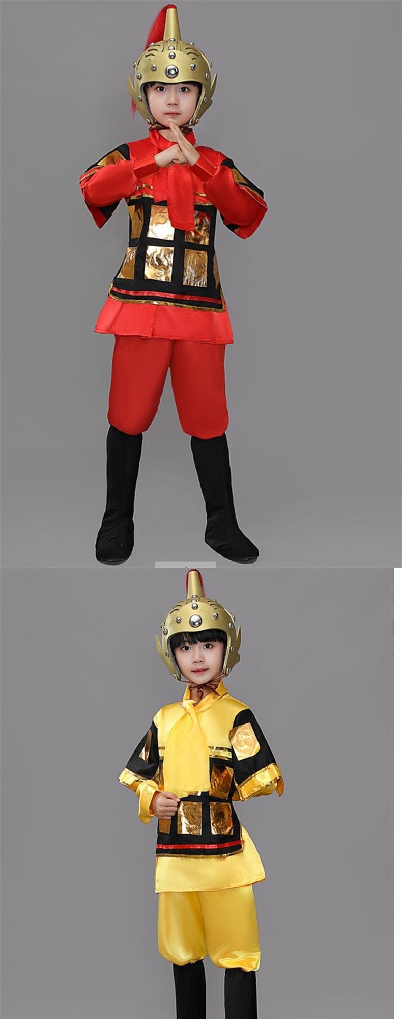товар из китая 儿童古装汉服三国演义士兵演出服花木兰古代士兵服装岳飞将军盔甲