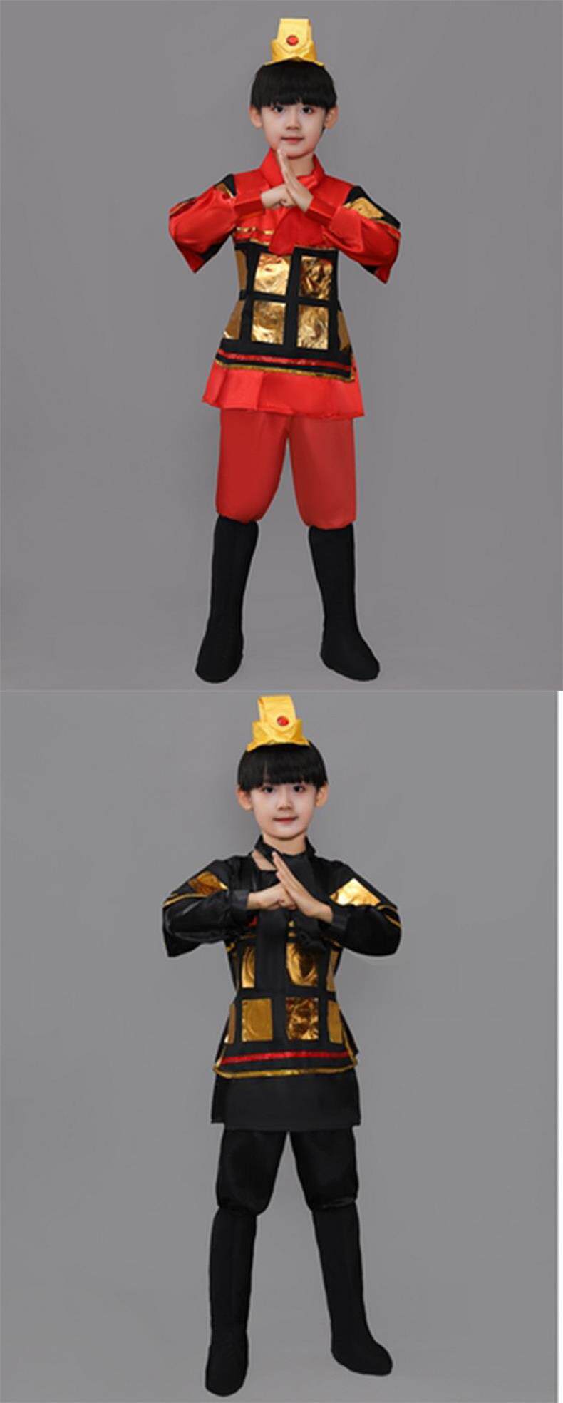 товар из китая 儿童古装汉服三国演义士兵演出服花木兰古代士兵服装岳飞将军盔甲