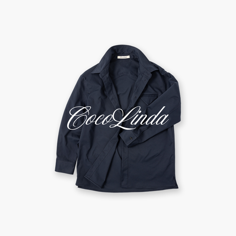Cocolinda 【Nordic City】 Old Money Style Twill Workwear Fabric Navy Blue Shirt K3763 Cocolinda 【Nordic City】 Old Money Style Twill Workwear Fabric Navy Blue Shirt K3763