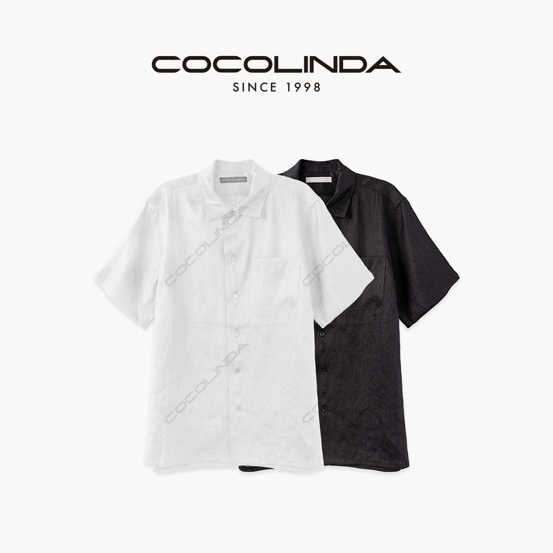 Cocolinda |   Relaxation Is Maximized “100% Linen Unisex Thin Short-Sleeved Shirt K3496
