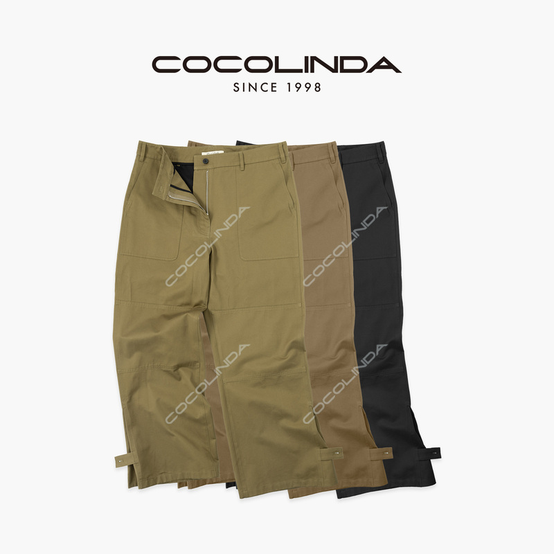 Cocolinda 【American Style】 Lada Style Three-Color Relaxed Fit Flared Pants with Adjustable Cuffs P3711