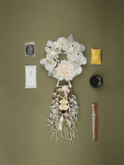 归丛文创礼花环 冬至春节祭扫花艺手工仿真花圈 祈福纪念祭拜