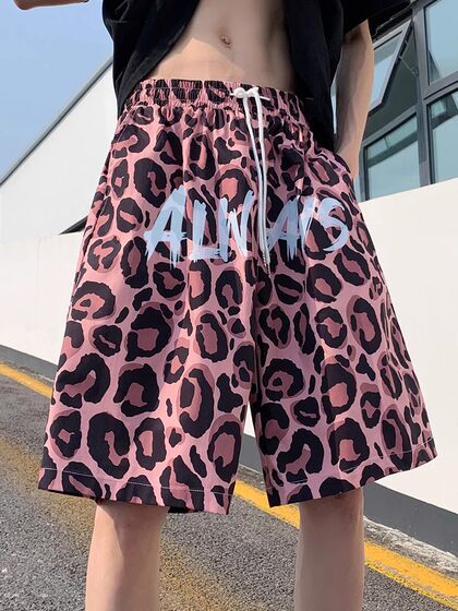 2025新款夏季速干豹纹短裤男生运动裤篮球美式休闲五分裤宽松潮流