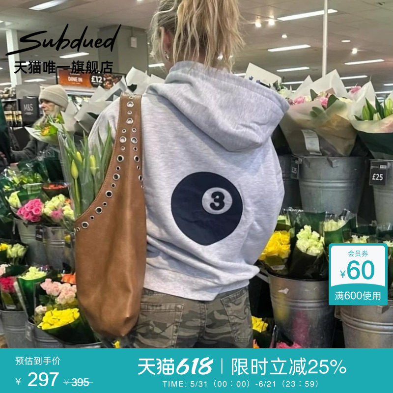 Subdued Sweatshirt Summer Women's Digital Billiards Patch Loose Long-Sleeved Hoodie