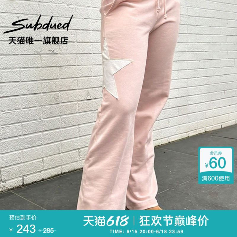 Subdued Long Pants 26 Summer Women's Star Patch Drawstring Elastic Waistband Casual Sports Sweatpants