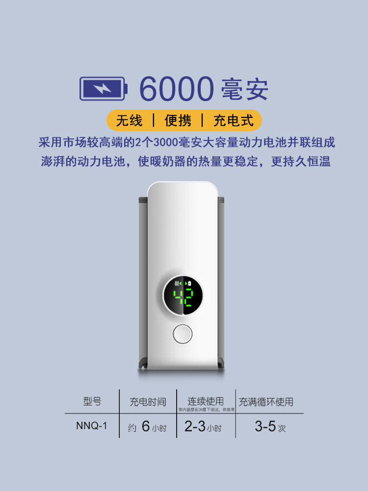 Xeamun Cute Wireless Constant Temperature Milk Warmer Rechargeable Milk Warmer Night Feeding Gadget Bottle Insulation Cover for Preparing Milk on the Go