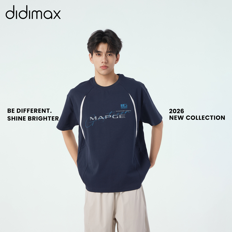 Didimax New Summer Style Mall-Style Casual Style T-Shirt with Raglan Sleeves, Navy Blue Short-Sleeved T-Shirt X08541