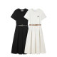Large size casual round neck temperament age-reducing dress women's new summer new waist slimming T-shirt pleated A-line long skirt