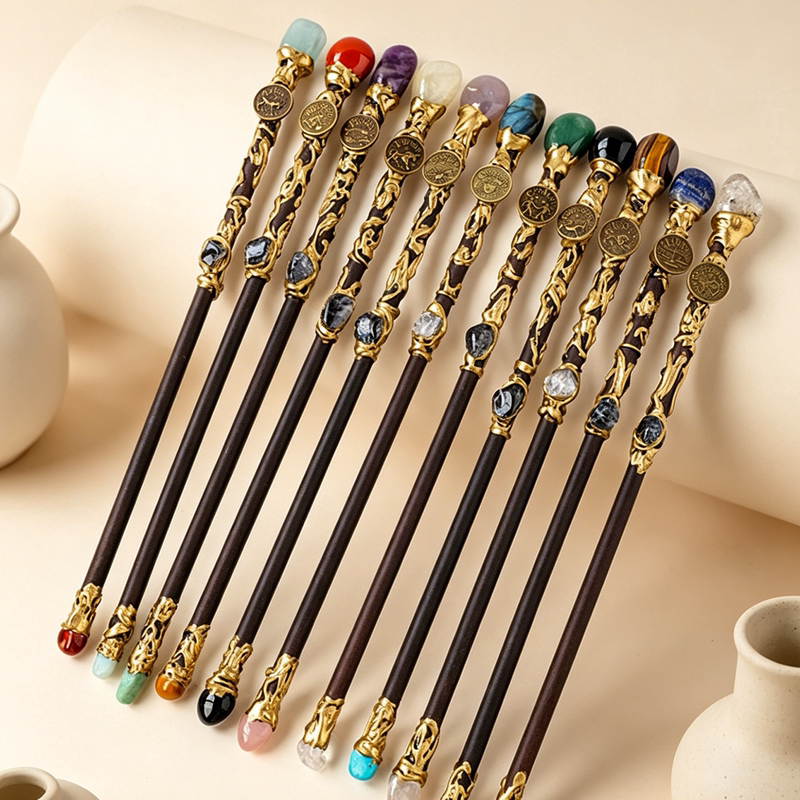 Twelve Zodiac Signs Magic Crystal Scepter Harry Potter Magic Wand Natural Crystal Wand Original Design Purely Handmade Twelve Zodiac Signs Magic Crystal Scepter Harry Potter Magic Wand Natural Crystal Wand Original Design Purely Handmade