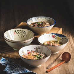 High-End Conical Bowl, Soup Bowl, Household Soup Bowl, Ramen Bowl, Noodle Bowl, Underglaze Ceramic Bowl, Rice Bowl