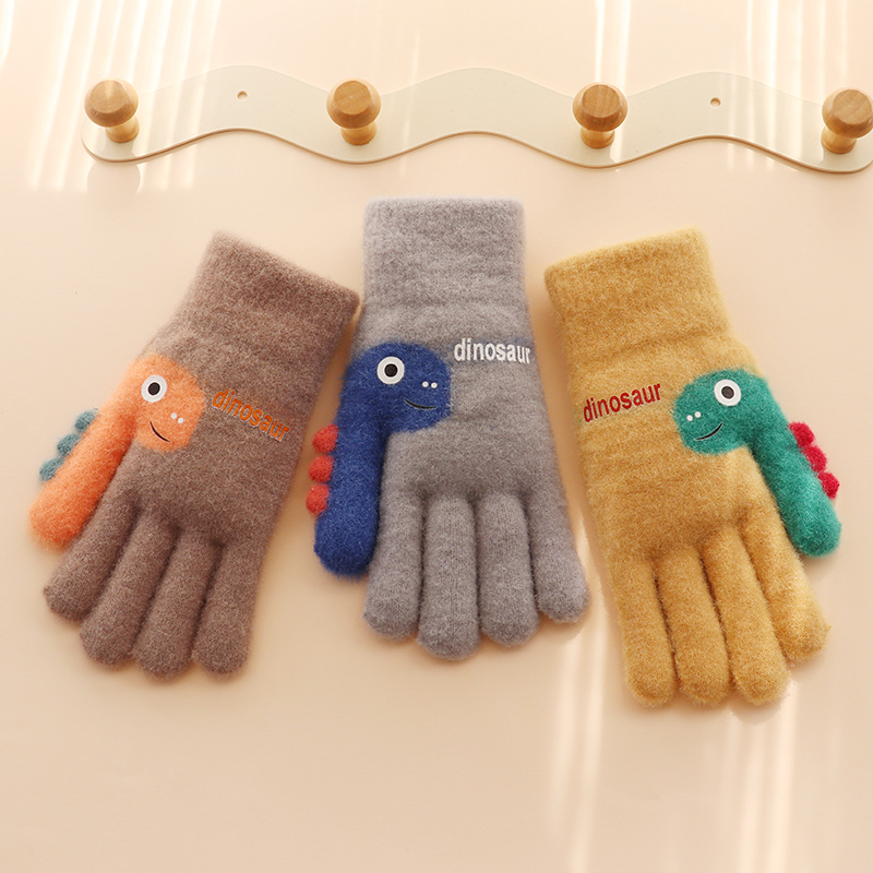 子供用暖かい5本指手袋学生冬用防寒男の子男の子大きい子供秋冬8-12歳厚手指