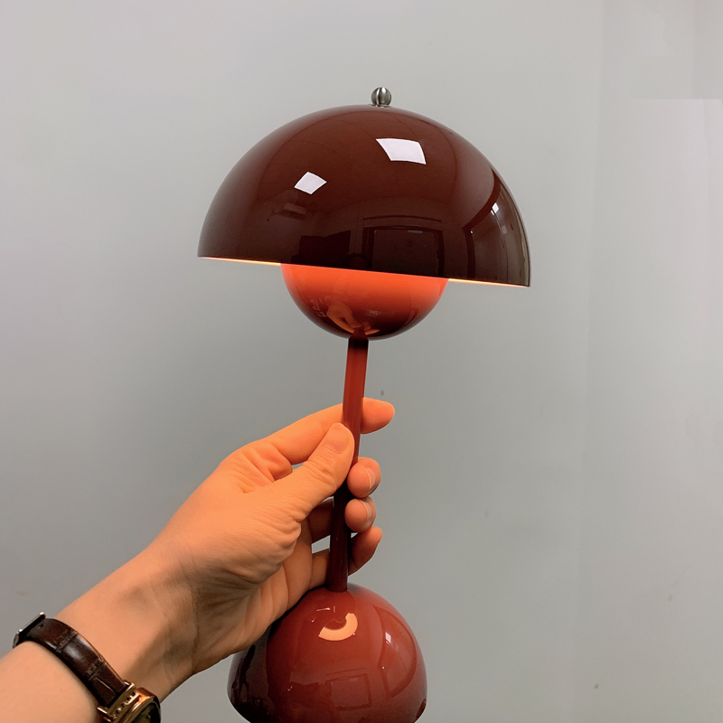 Danish Red Everlasting Bedroom Mushroom Bud Lamp, Rechargeable, Long-Lasting, Desktop Bedside Creative Atmosphere Small Table Lamp