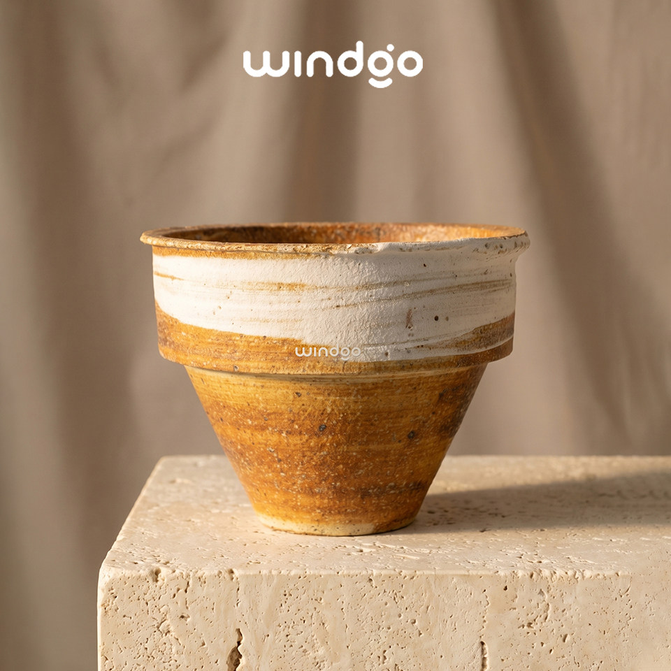 windgo карамель ручной работы, дышащий глиняный горшок, глиняный цветочный горшок, ретро-ностальгический фаленопсис, натуральный посадочный материал для цветов в горшках