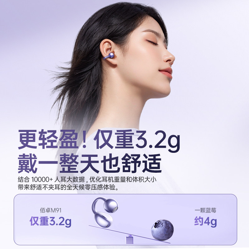 Bluetooth Earphones, Clip-On Bone Conduction, Sports Noise Reduction, 2026 New Model, Wireless, Non-In-Ear, Over-Ear, for Sports and Running