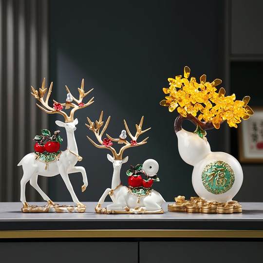 招财葫芦鹿桌面摆件客厅玄关电视酒柜家居饰品装饰品乔迁新居礼品