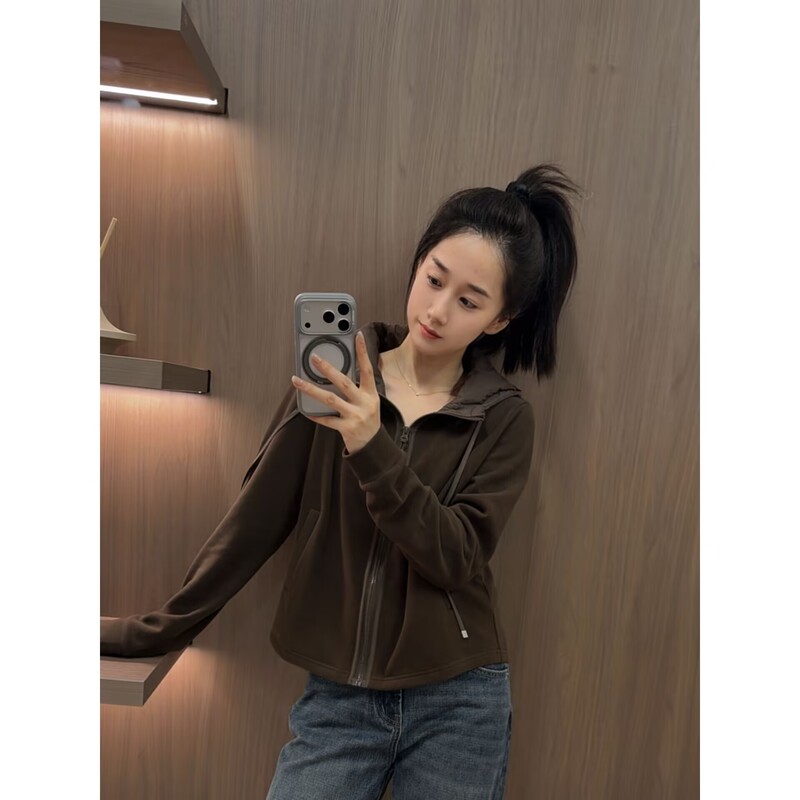 Y.M |   Timeless Shadow: Mysterious and Mystical Color Series Outfit - Thickened Thermal Puff Fleece Hooded Jacket 1482