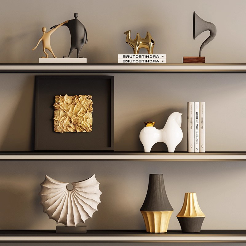 German Light Luxury Black Gold Geometric Art High-End Ornaments for Living Room, Large Flat-Floor Villa, Wine Cabinet, Open Shelf Soft Decorations German Light Luxury Black Gold Geometric Art High-End Ornaments for Living Room, Large Flat-Floor Villa, Wine Cabinet, Open Shelf Soft Decorations