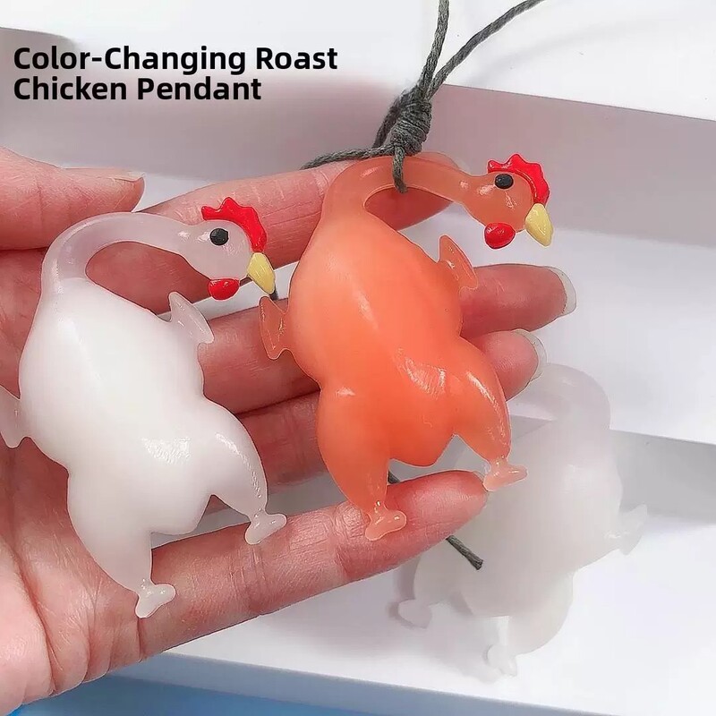 Color-Changing Roasted Chicken Pendant That Changes Color When Exposed to Ultraviolet Light, Creative Car Keychain Pendant, Creative Toy for Entertainment