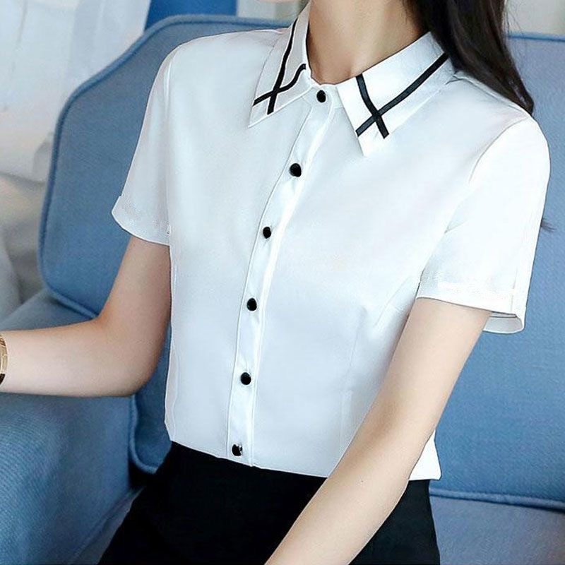 新款白衬衫短袖女2026夏季时尚职业韩范女士衬衣工作服职业装上衣