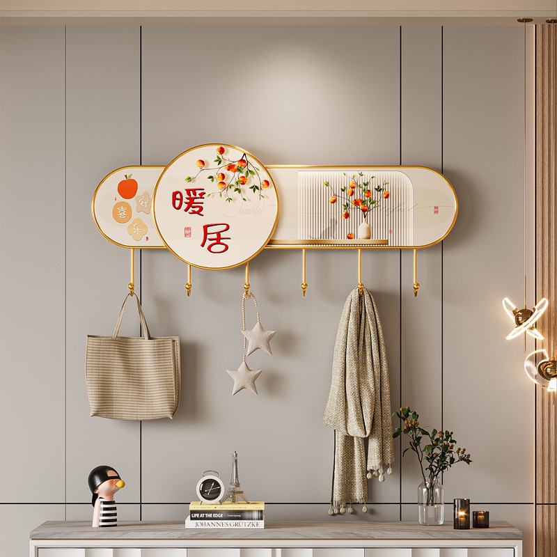 Cream Style Creative Clothes Hook Entrance Coat and Hat Crystal Porcelain Hook Wall Decoration Entrance Door Punched Hanger