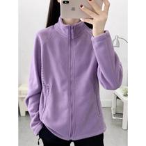 Outdoor fleece jacket for women spring and autumn polar fleece hiking jacket velvet thickening jacket liner warm sportswear for men