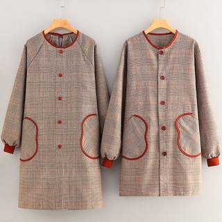 中老年罩衣长款舒适新款长袖围裙厨房干活家用透气防污耐脏工作服