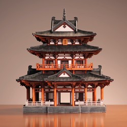 Wooden Craftsman's Guilin Xiaoyao Tower Ancient Architectural Model Finished Product Wooden Mortise and Tenon Chinese-Style Miniature Ornament
