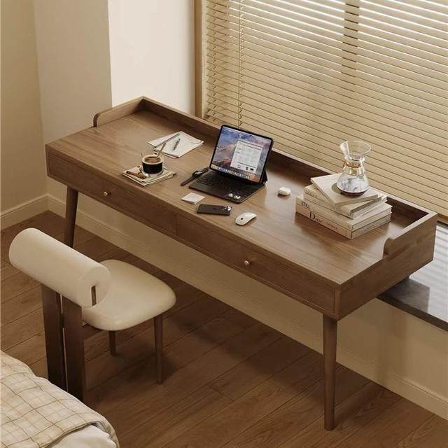 Solid wood bay window desk pull LID storage cabinet with drawer body high and low feet computer desk legs long and short window sill study