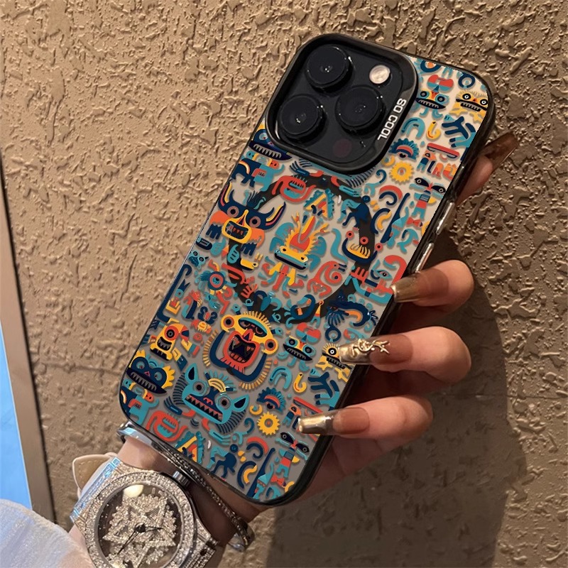 Apple 16promax 携帯電話ケース マグネットペインティング iPhone15pro フルスクリーン モンスター フロストシルバー 14pm クリエイティブ マグセーフ クリエイティブ 13 パーソナリティ ファッション 12 落下防止保護カバーに最適